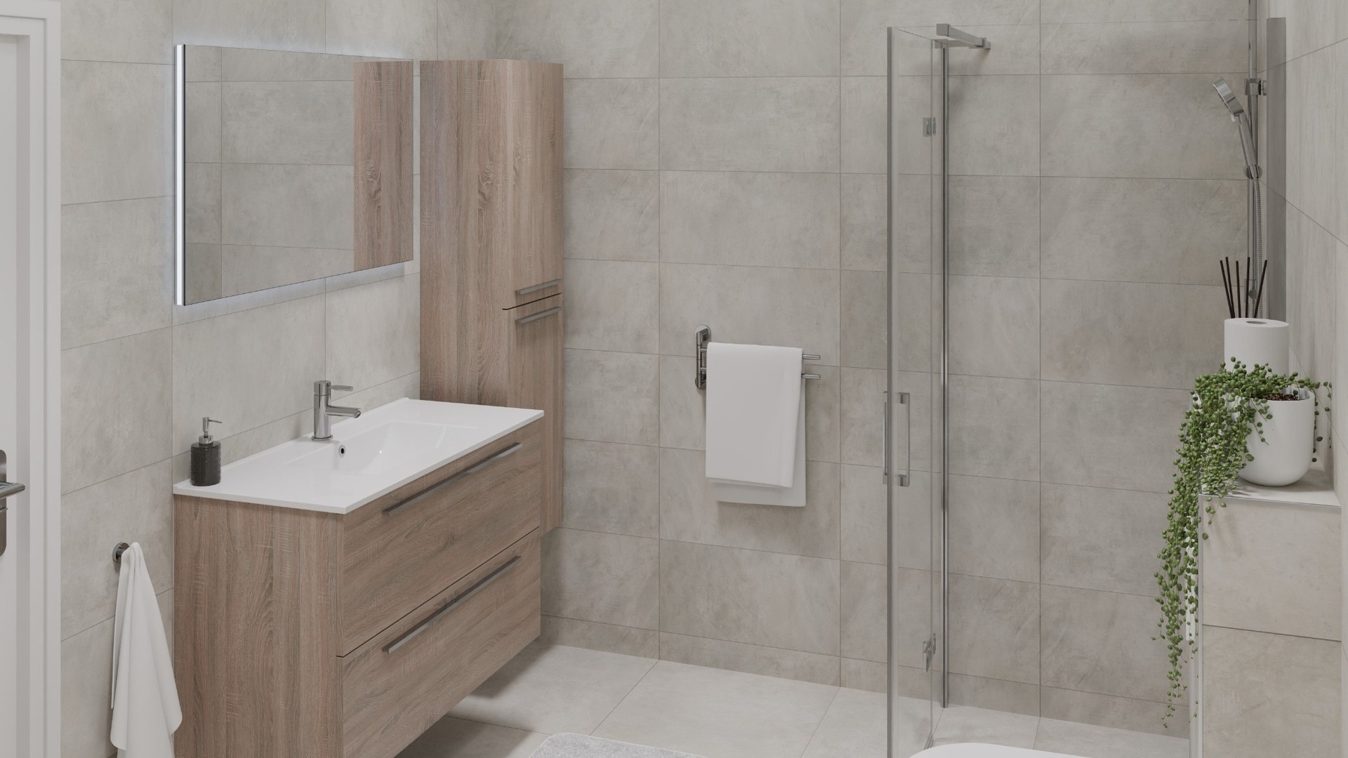 Renovated bathroom with modern finishes